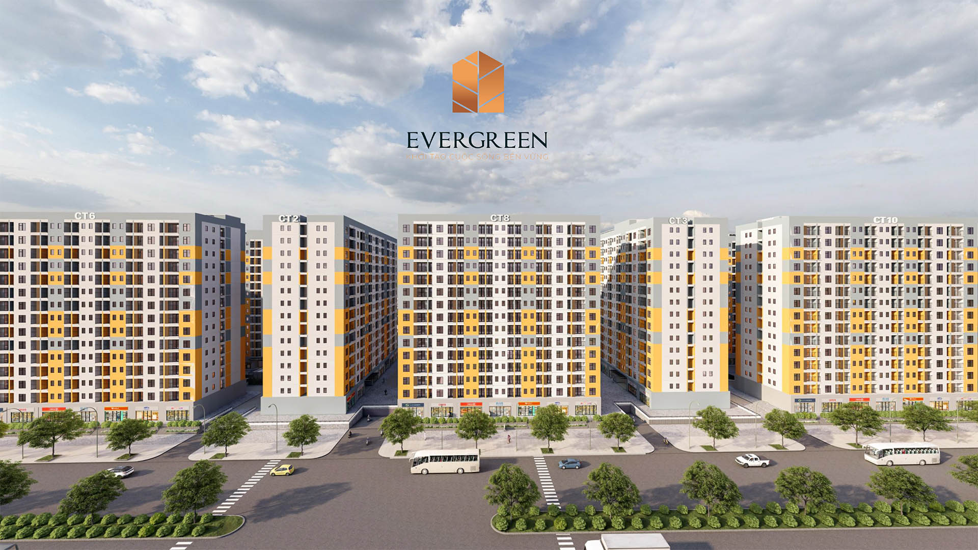 Phối cảnh nhà ở xã hội Evergreen Tràng Duệ